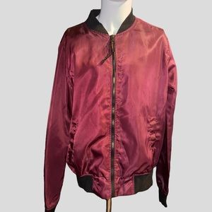 Swiss Cross Maroon Burgundy Hooded Bomber Jacket Size MM